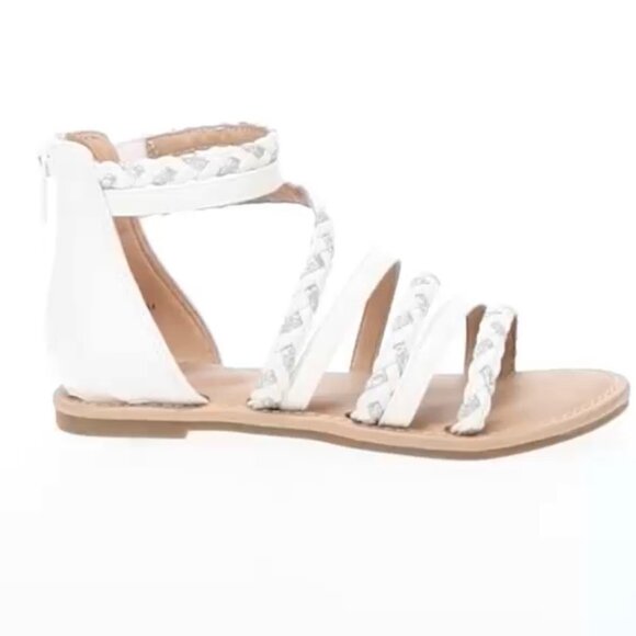 SO Loganberry Girl's Gladiator Sandals White/Silver Size 4 New in Box! - Picture 1 of 7
